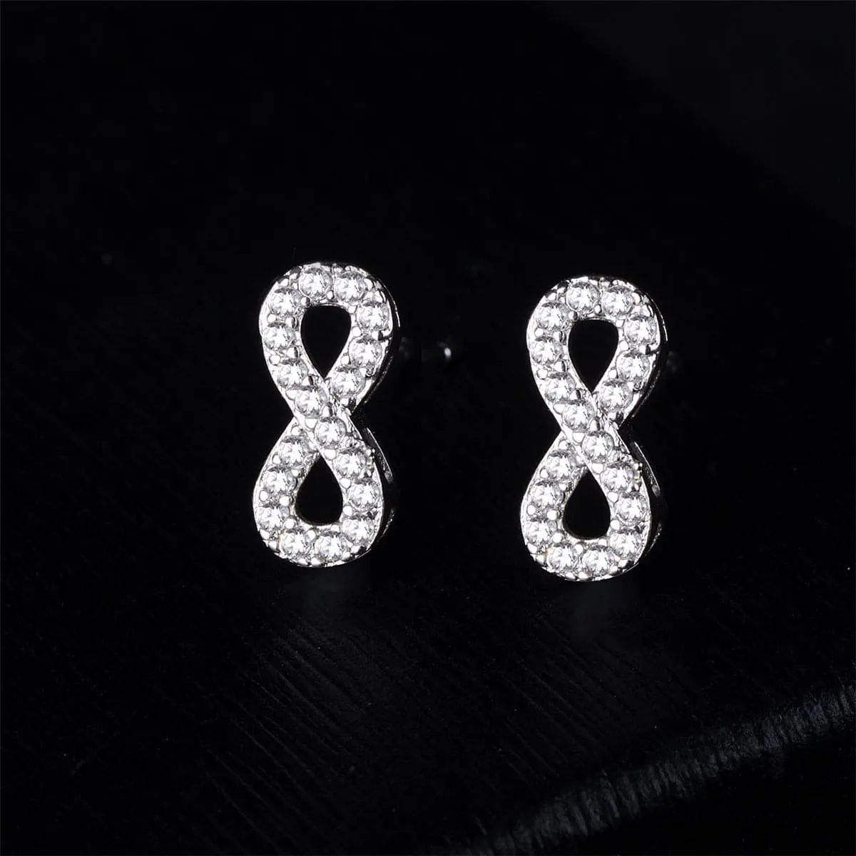 Cubic Zirconia & Silver-Plated Infinity Stud Earrings