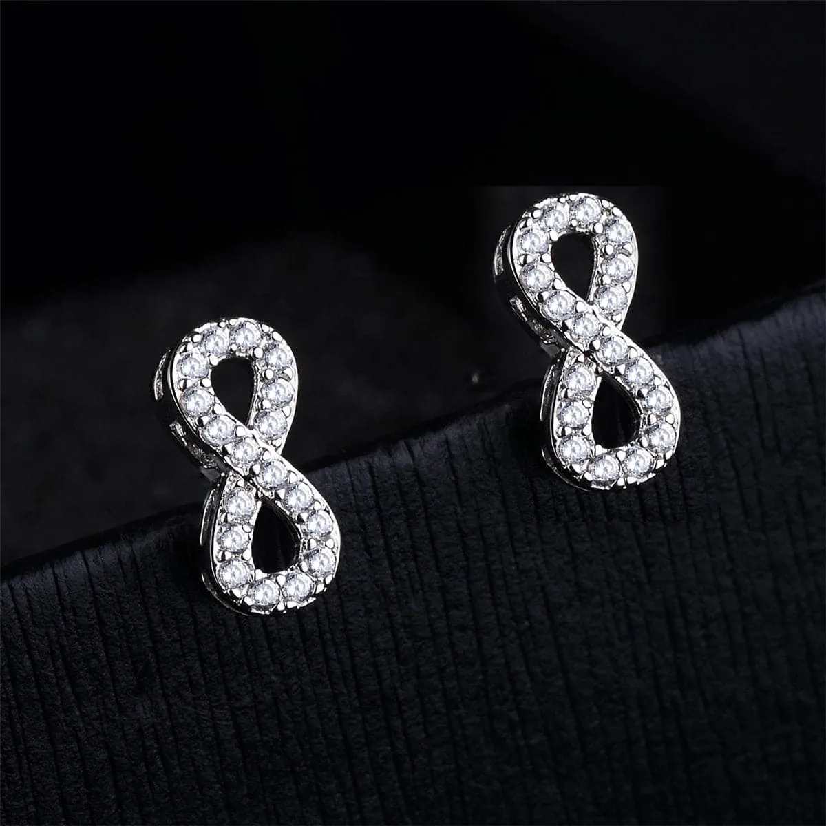 Cubic Zirconia & Silver-Plated Infinity Stud Earrings