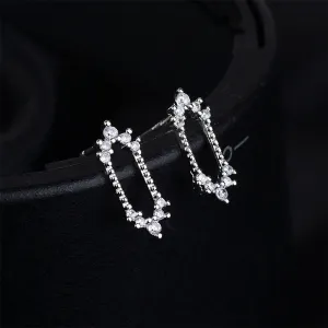 Cubic Zirconia & Silver-Plated Mirror Stud Earrings