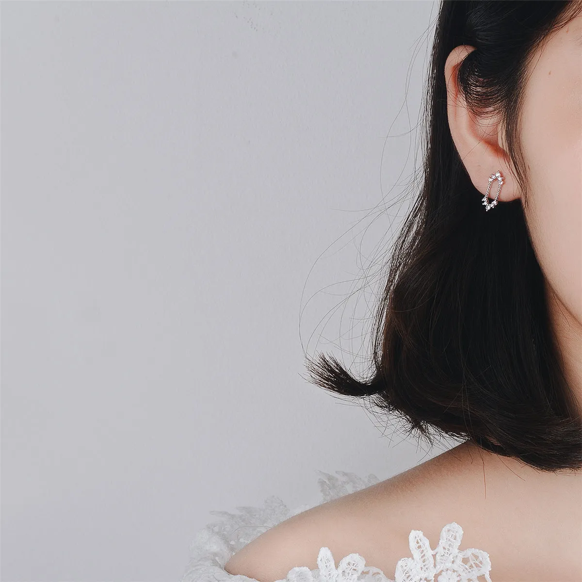 Cubic Zirconia & Silver-Plated Mirror Stud Earrings