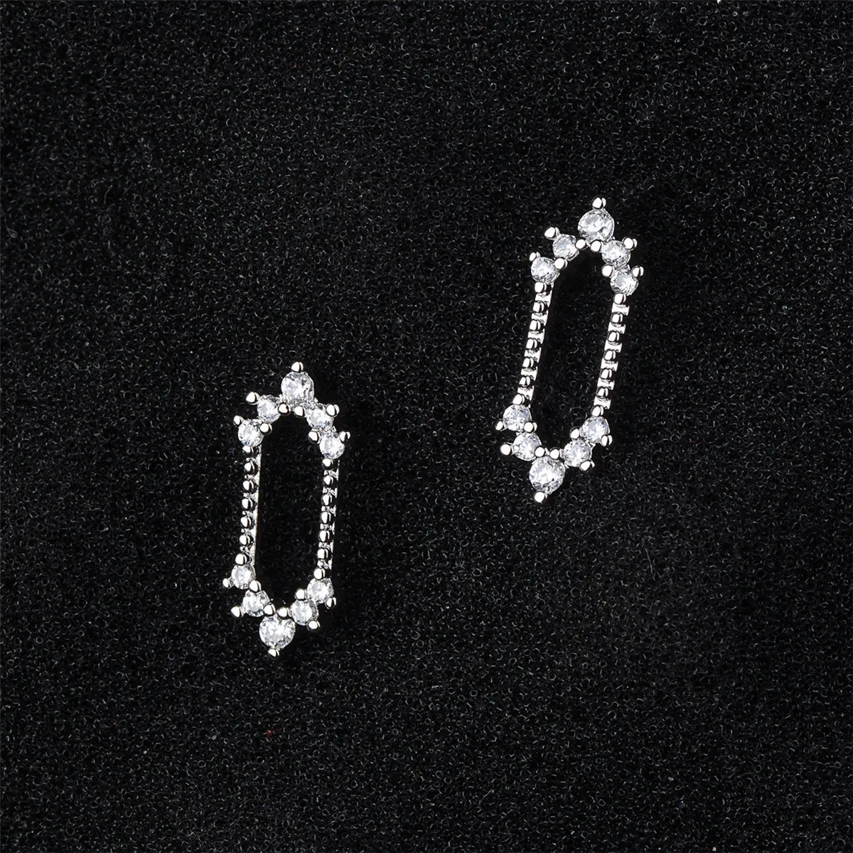Cubic Zirconia & Silver-Plated Mirror Stud Earrings