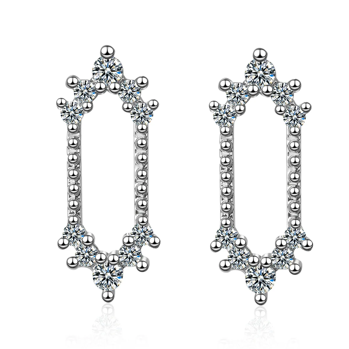 Cubic Zirconia & Silver-Plated Mirror Stud Earrings