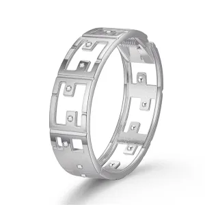 Cubic Zirconia & Silver-Plated Openwork Bangle