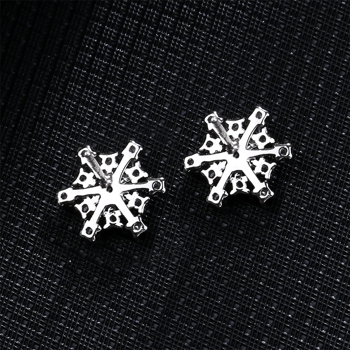 Cubic Zirconia & Silver-Plated Openwork Snowflake Stud Earrings