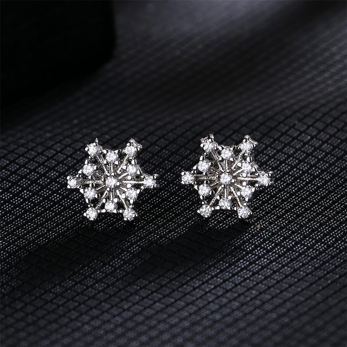 Cubic Zirconia & Silver-Plated Openwork Snowflake Stud Earrings