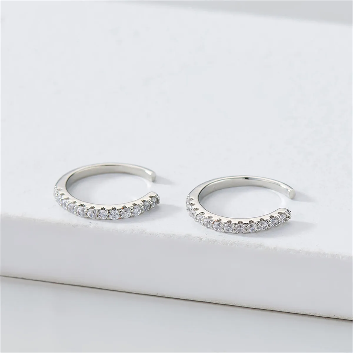 Cubic Zirconia & Silver-Plated Pavé Ear Cuffs