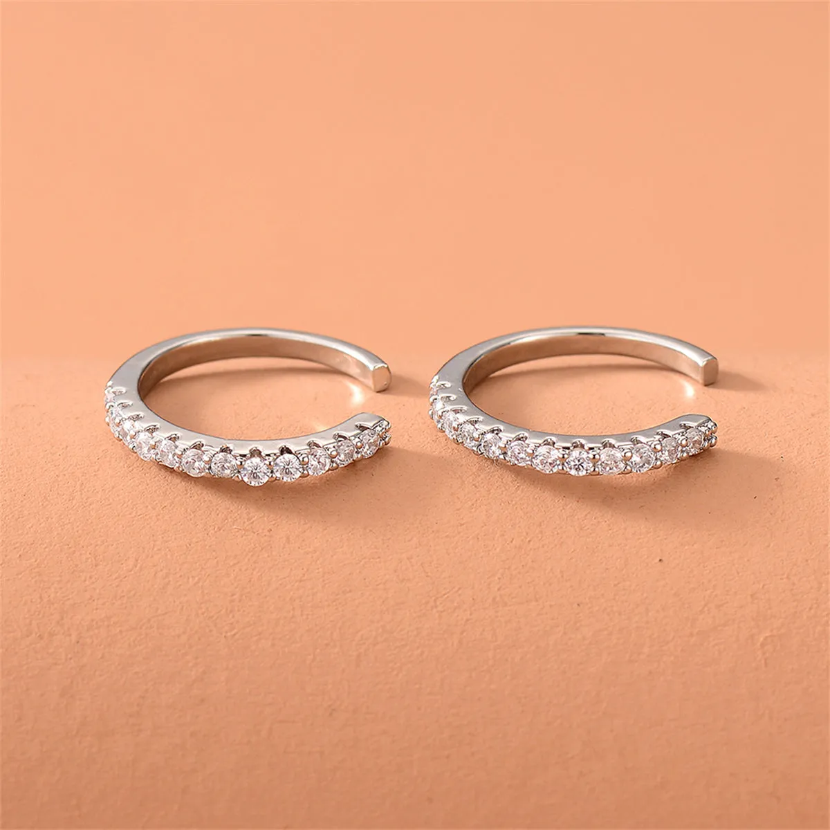 Cubic Zirconia & Silver-Plated Pavé Ear Cuffs