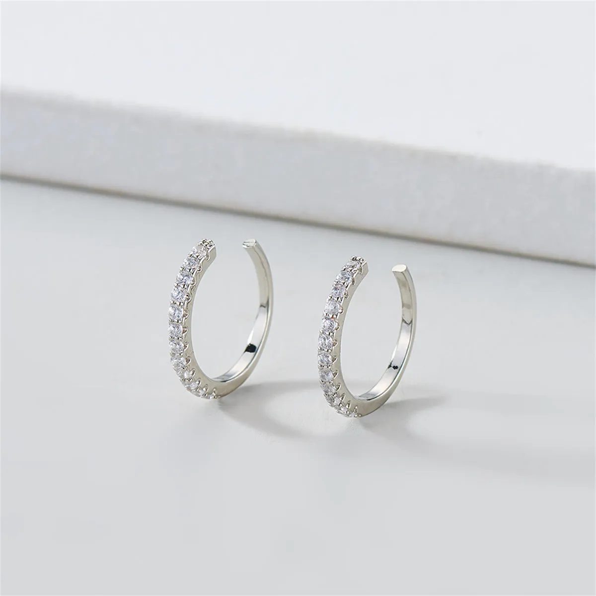Cubic Zirconia & Silver-Plated Pavé Ear Cuffs
