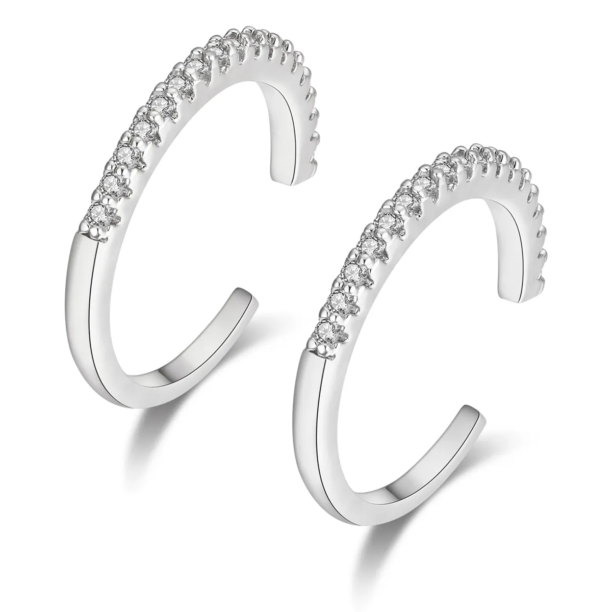 Cubic Zirconia & Silver-Plated Pavé Ear Cuffs