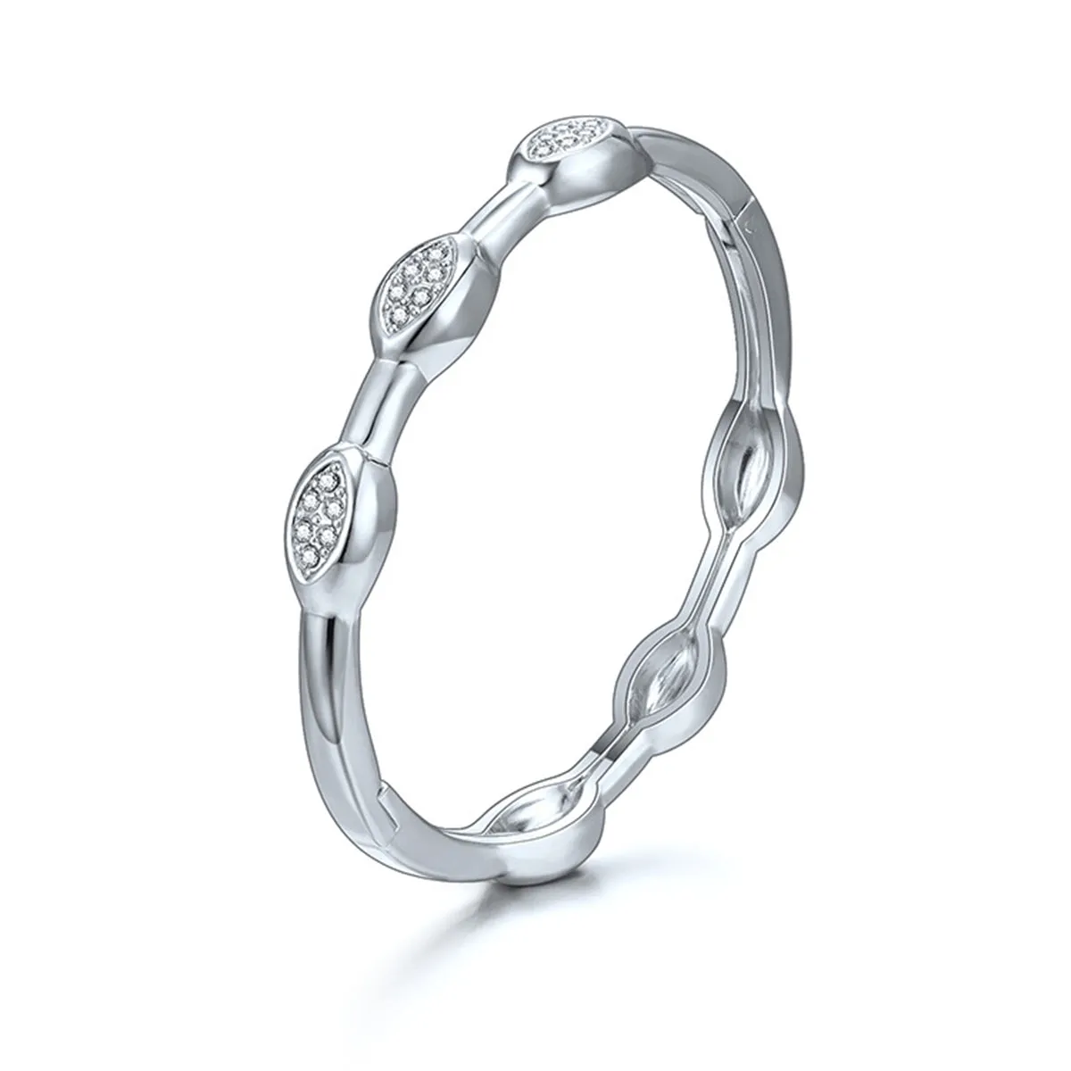 Cubic Zirconia & Silver-Plated Pear Bangle