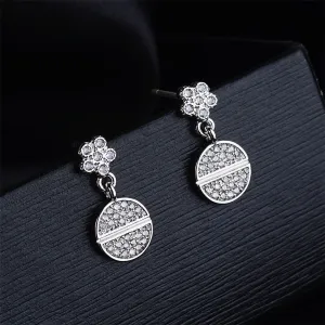 Cubic Zirconia & Silver-Plated Plum Blossom Drop Earrings