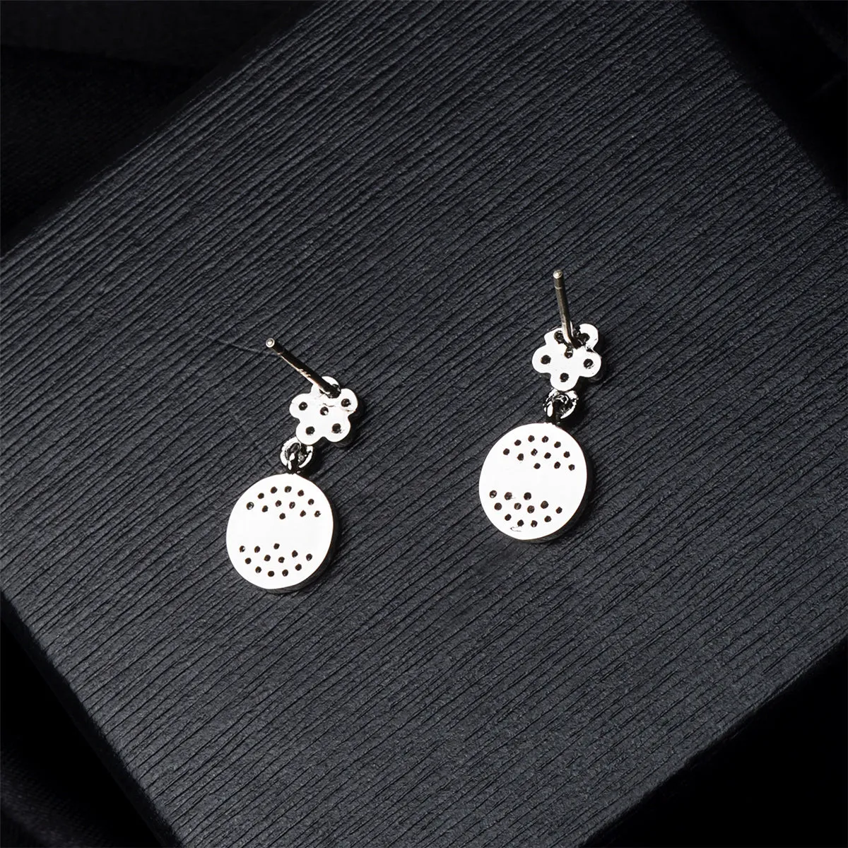 Cubic Zirconia & Silver-Plated Plum Blossom Drop Earrings