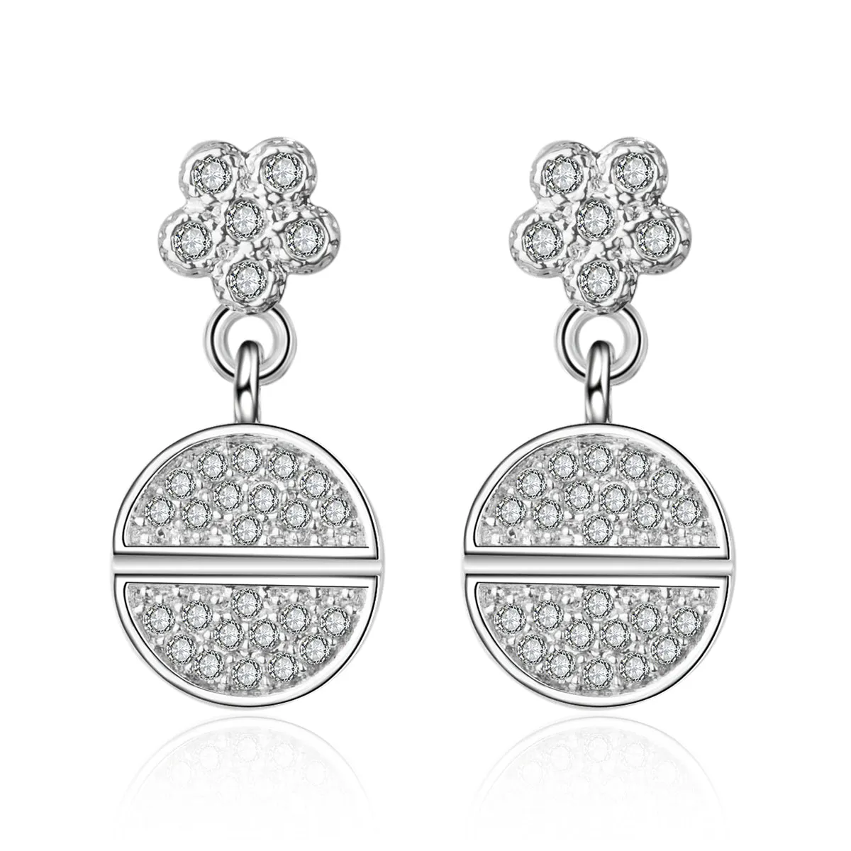 Cubic Zirconia & Silver-Plated Plum Blossom Drop Earrings