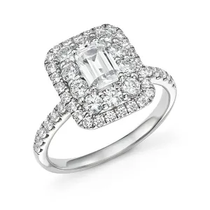 Cubic Zirconia & Silver-Plated Princess-Cut Square Halo Ring