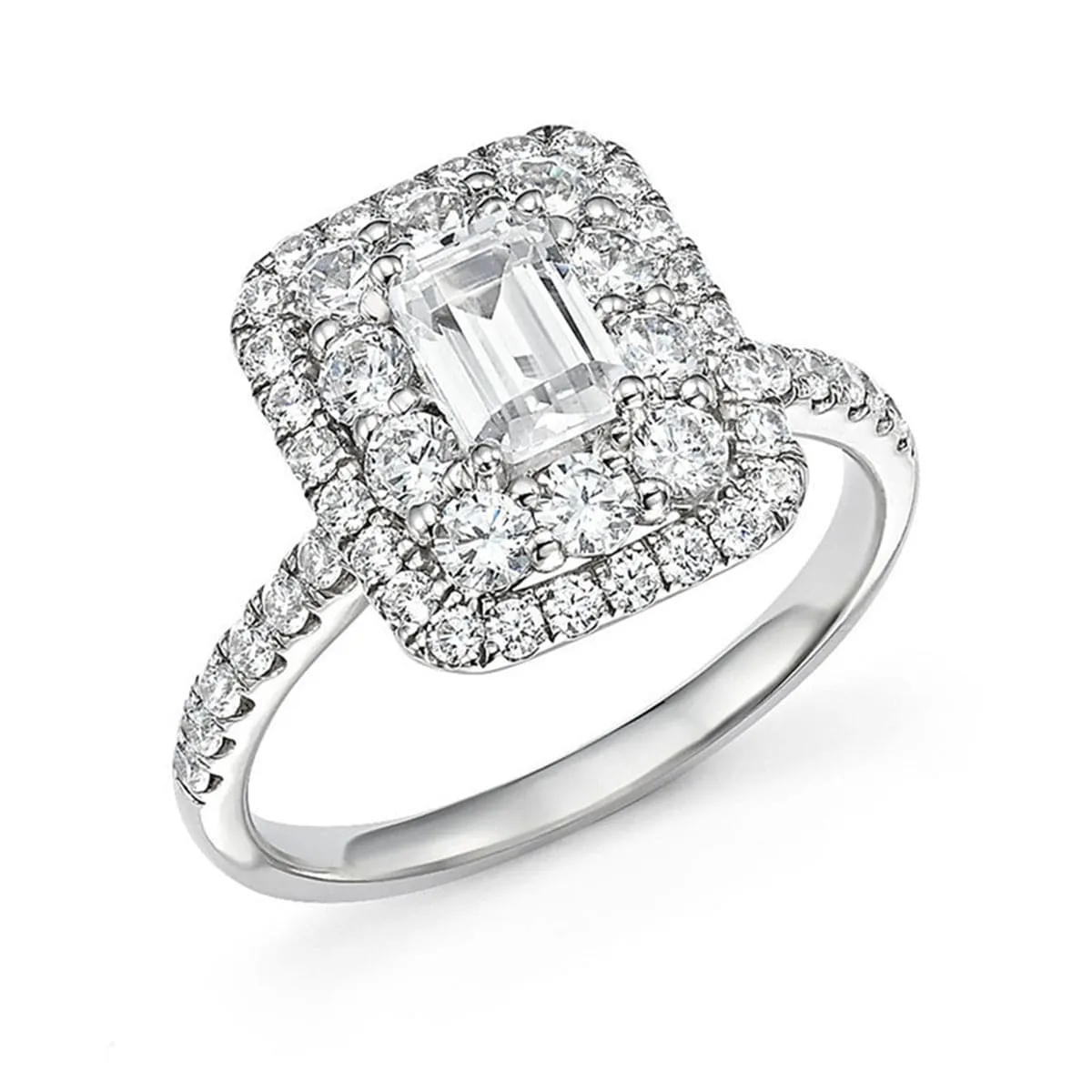 Cubic Zirconia & Silver-Plated Princess-Cut Square Halo Ring