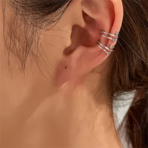 Cubic Zirconia & Silver-Plated Star Ear Cuffs