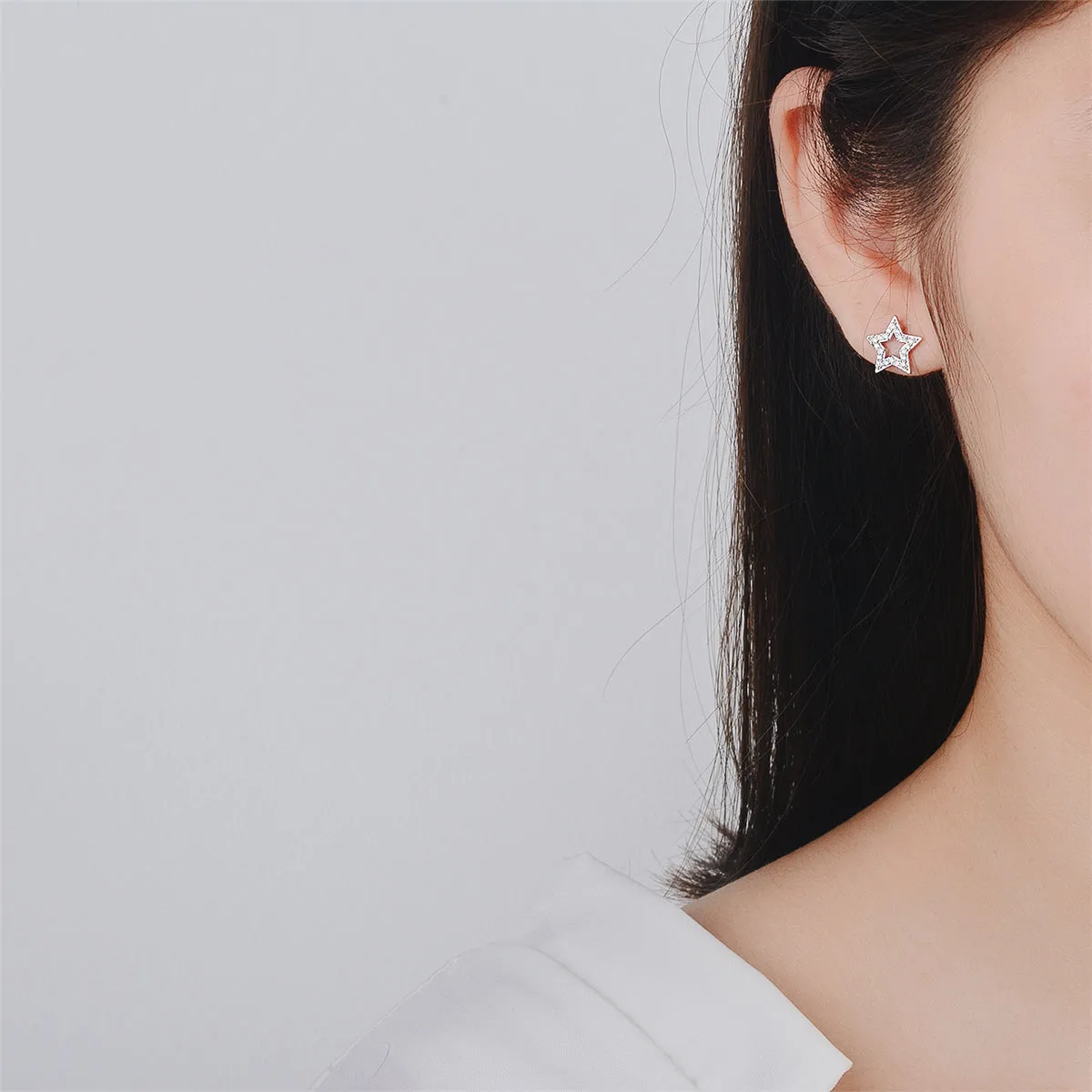 Cubic Zirconia & Silver-Plated Star Tassel-Drop Stud Earrings
