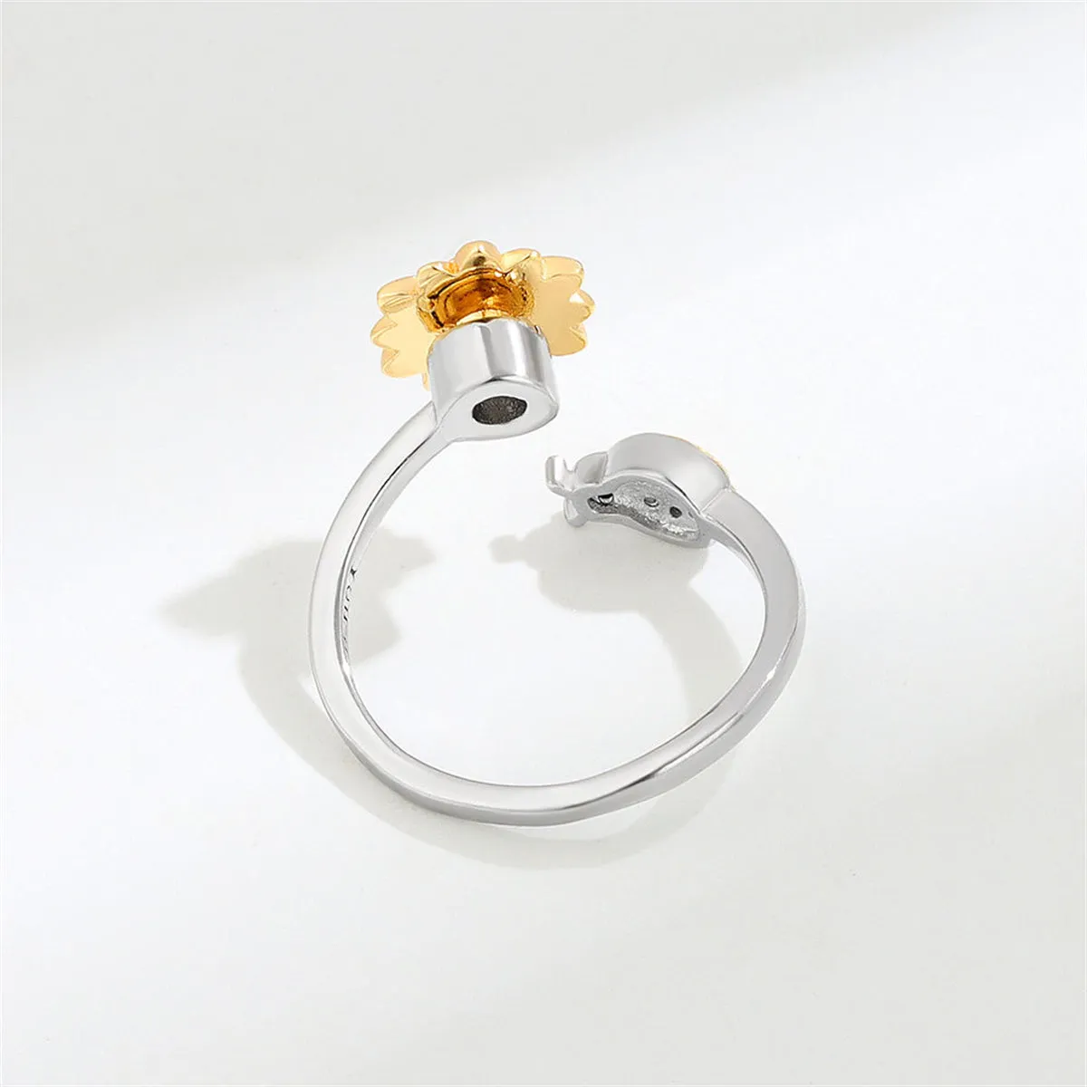 Cubic Zirconia & Two-Tone Rotating Ladybug Bypass Ring