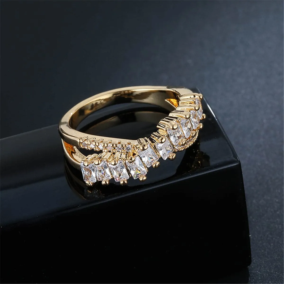Cubic Zirconia Crisscross Ring