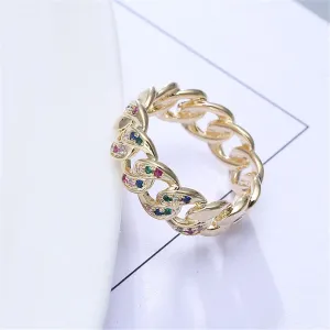 Cubic Zirconia Figaro Chain Ring