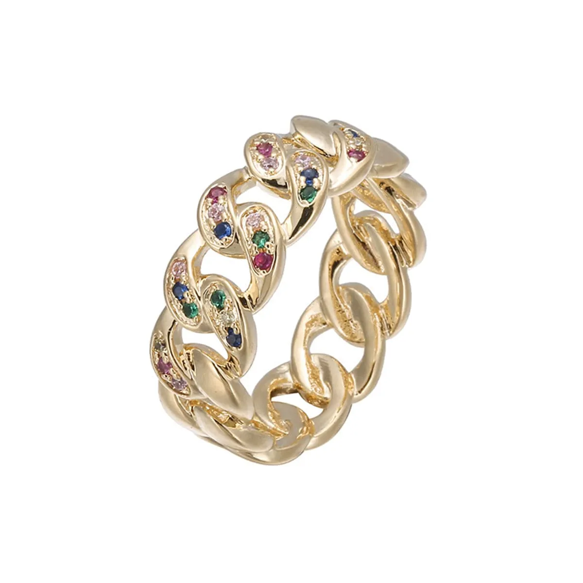 Cubic Zirconia Figaro Chain Ring