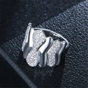 Cubic Zirconia Geometric Wave Ring