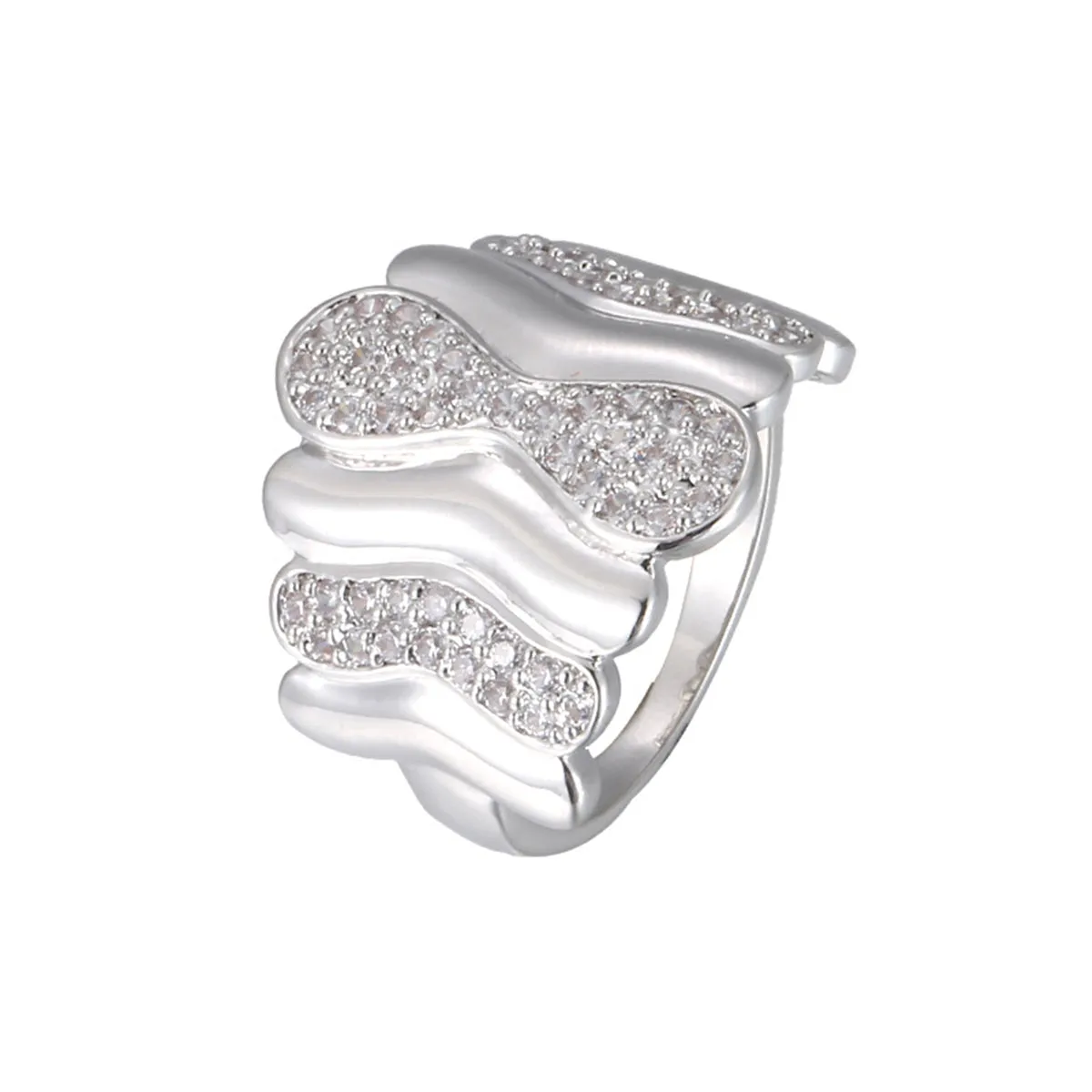 Cubic Zirconia Geometric Wave Ring
