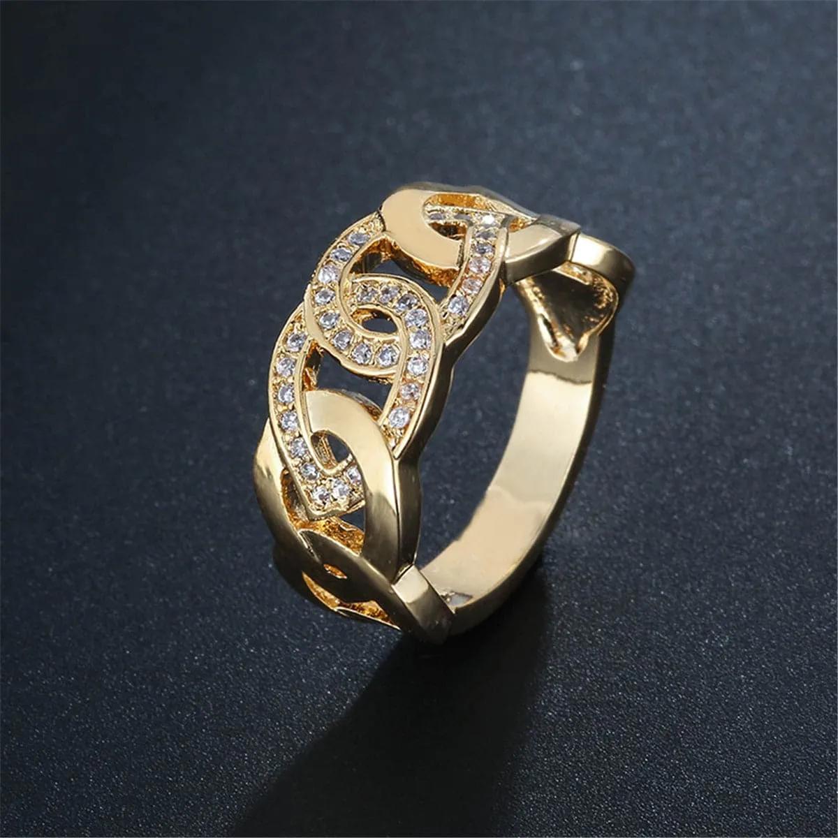 Cubic Zirconia Interlocking Circles Ring