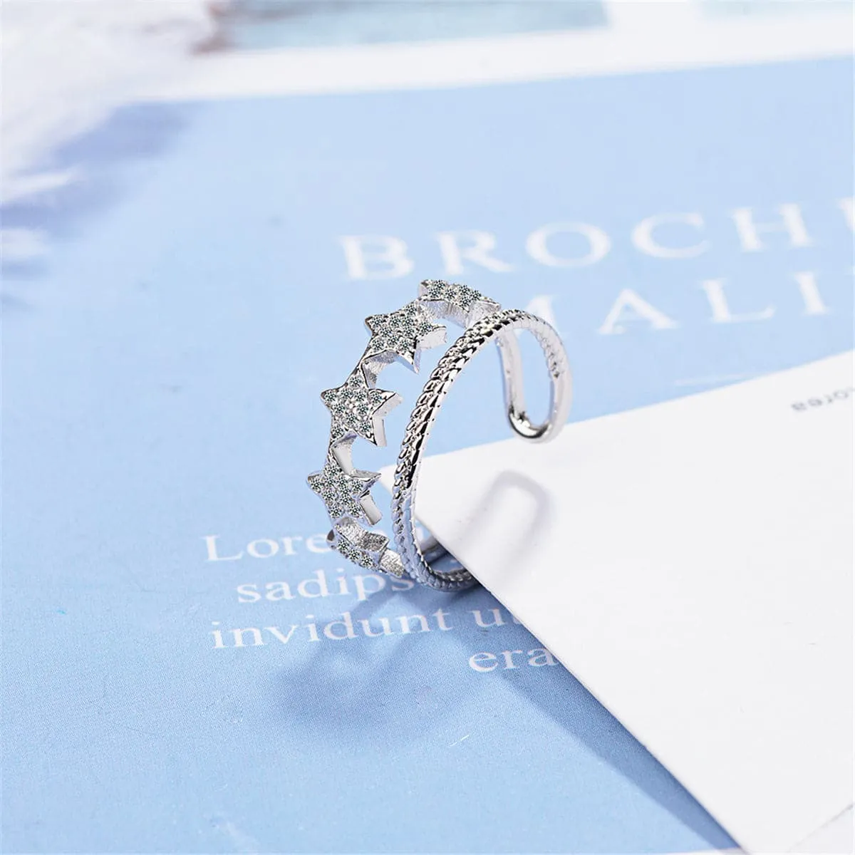 Cubic Zirconia Star & Rope Ring