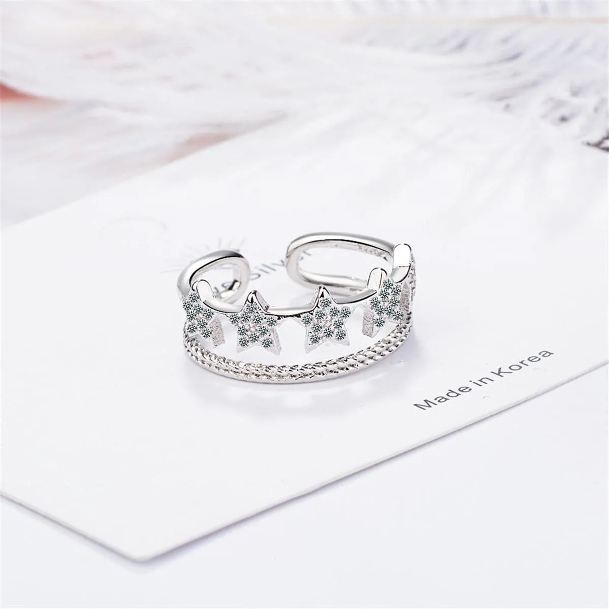 Cubic Zirconia Star & Rope Ring