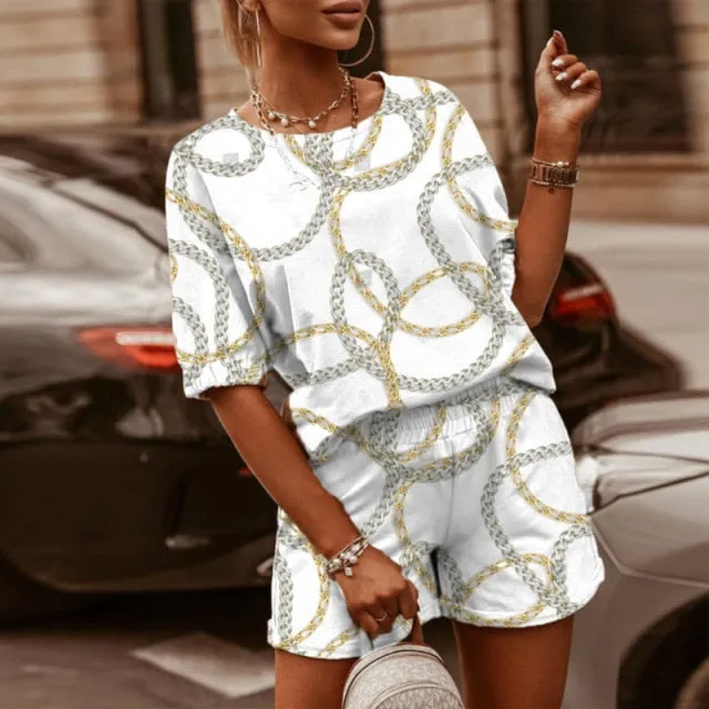 Cute Women's Summertime Print Short Set