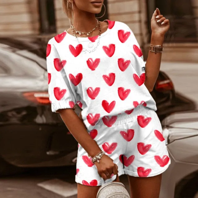 Cute Women's Summertime Print Short Set