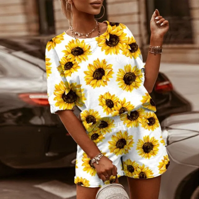 Cute Women's Summertime Print Short Set