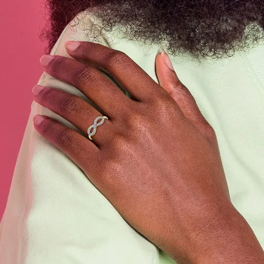 CZ 10k Yellow Gold Infinity Ring