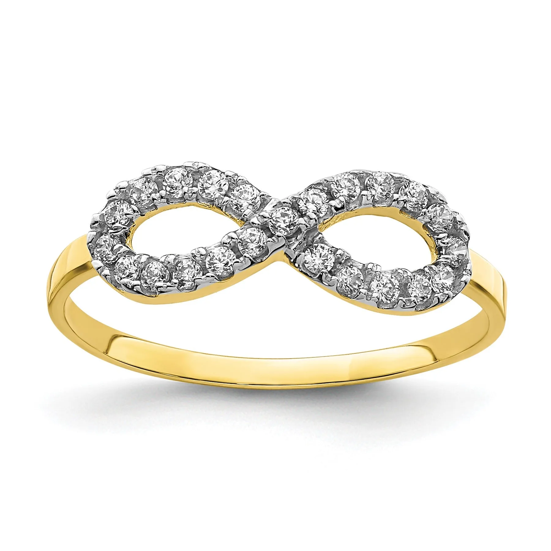 CZ 10k Yellow Gold Infinity Ring