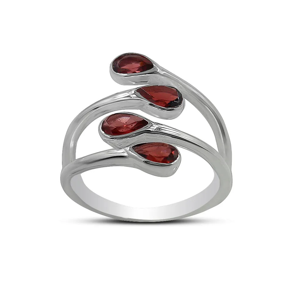 Dainty Garnet Bypass Ring