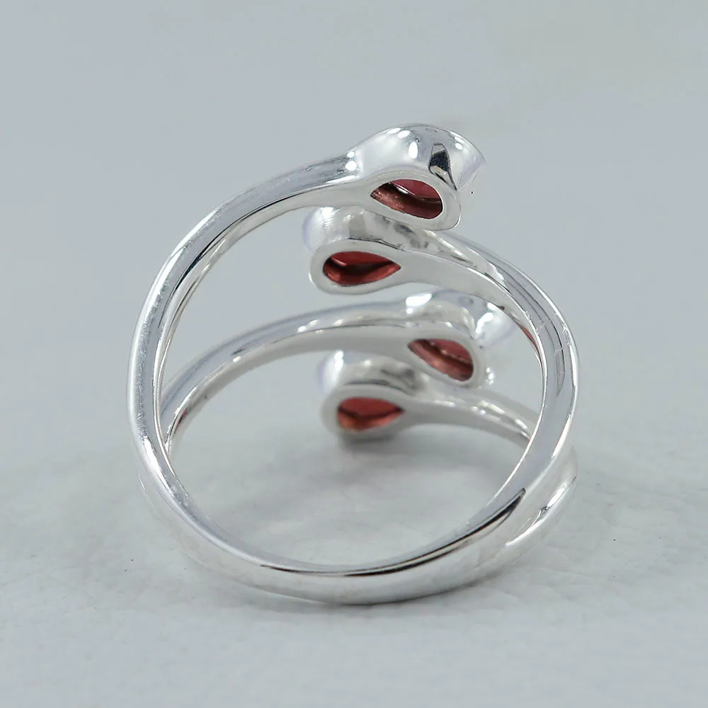 Dainty Garnet Bypass Ring