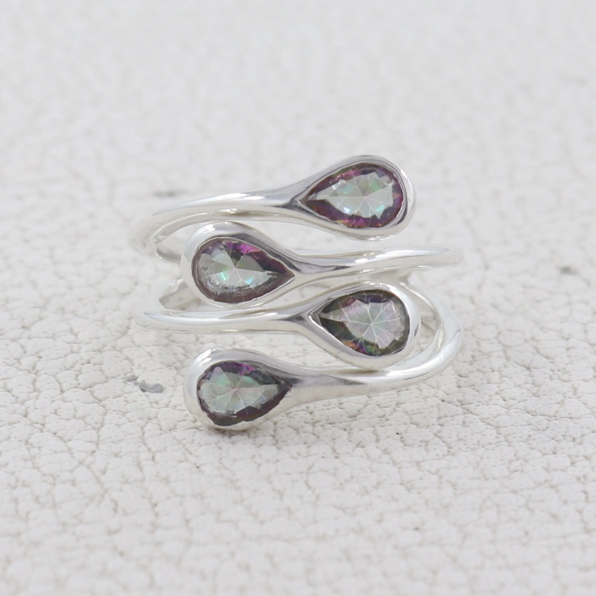 Dainty Garnet Bypass Ring