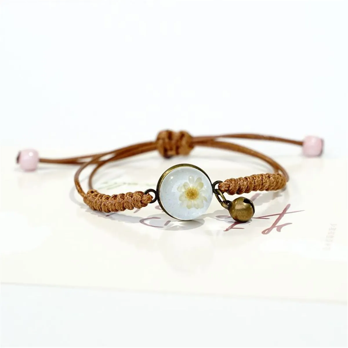 Daisy & 18K Gold-Plated Bell Woven Charm Bracelet