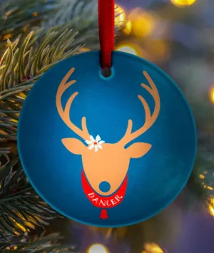 Dancer Reindeer Glass Ornament