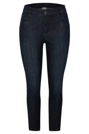 DARK INDIGO BEDAZZLED SKINNY JEANS