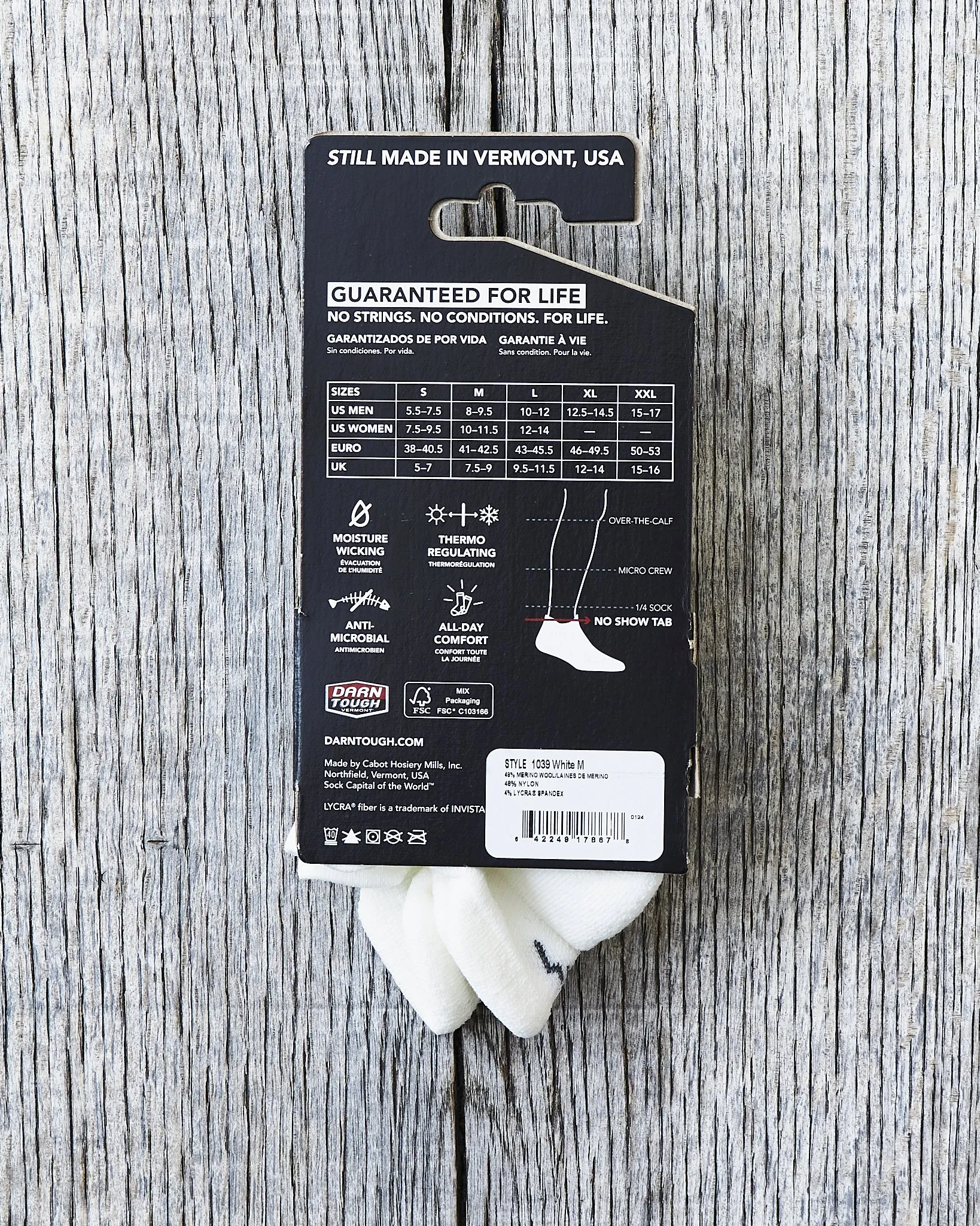 Darn Tough 1039 White Merino Wool Run No Show Tab Ultra-Lightweight With Cushion Socks