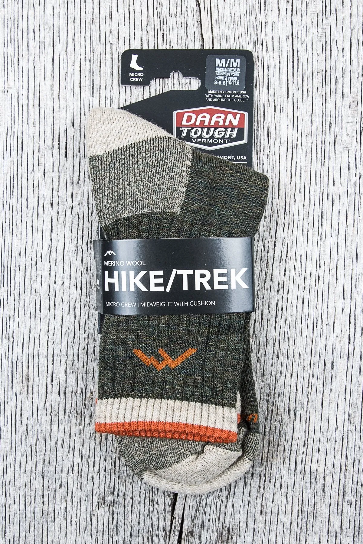 Darn Tough 1466 Olive Wool Socks Hiker Micro Crew Sock Cushion