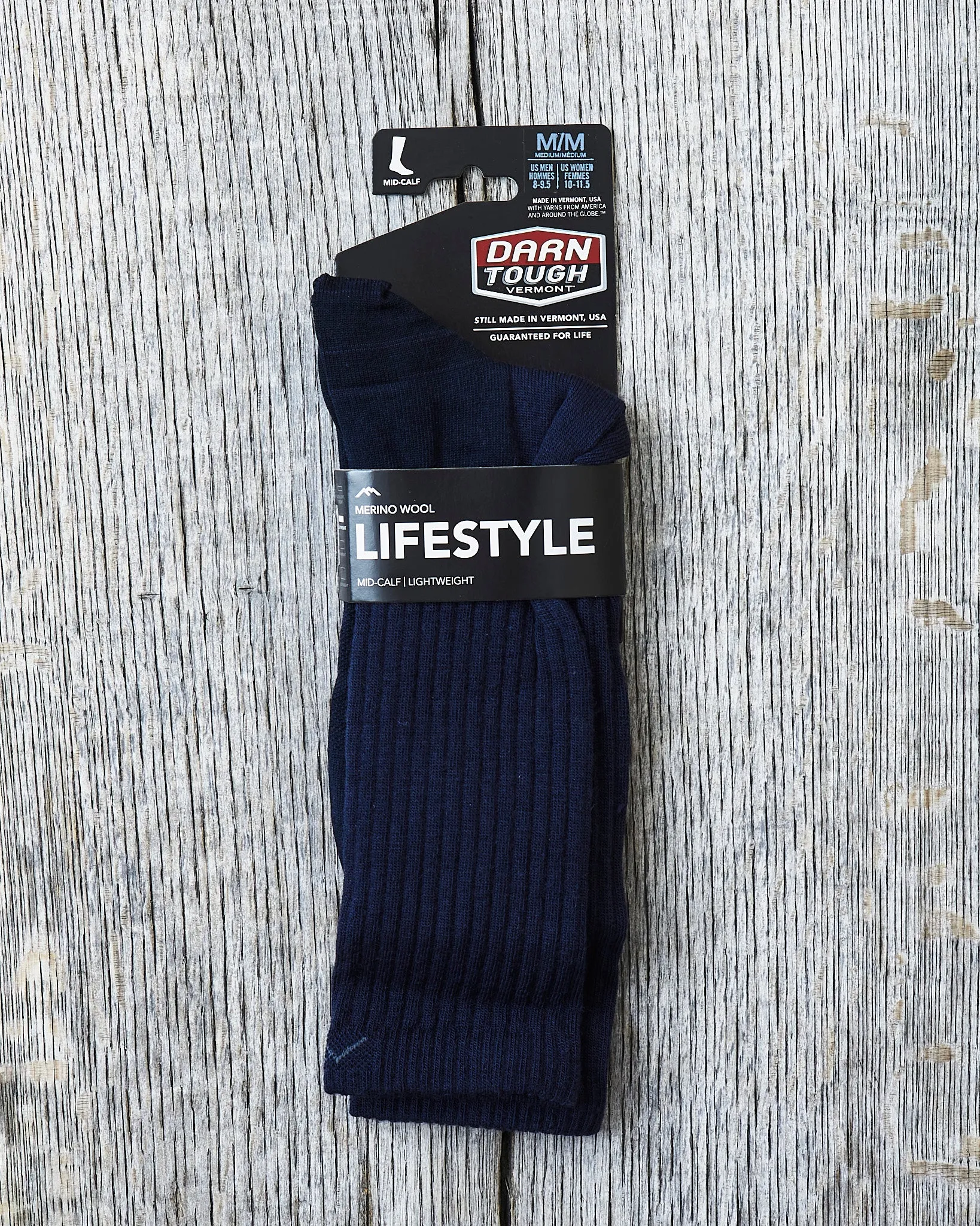 Darn Tough 1480 Navy Merino Wool Lifestyle Mid-Calf Lightweight Socks
