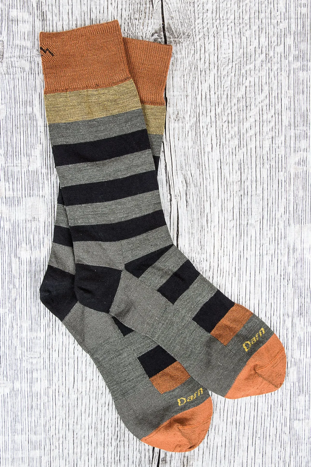 Darn Tough Black / Fatigue Wool Socks Warlock Crew Light