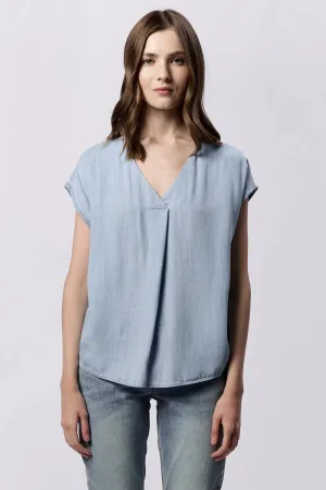 Dear John Kristen V Neck Short Sleeve Relaxed Fit Top Carolina Blue