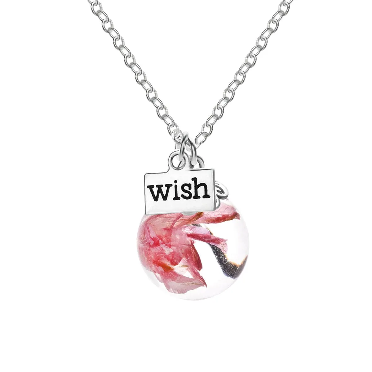 Delphinium & Silver-Plated 'Wish' Pendant Necklace