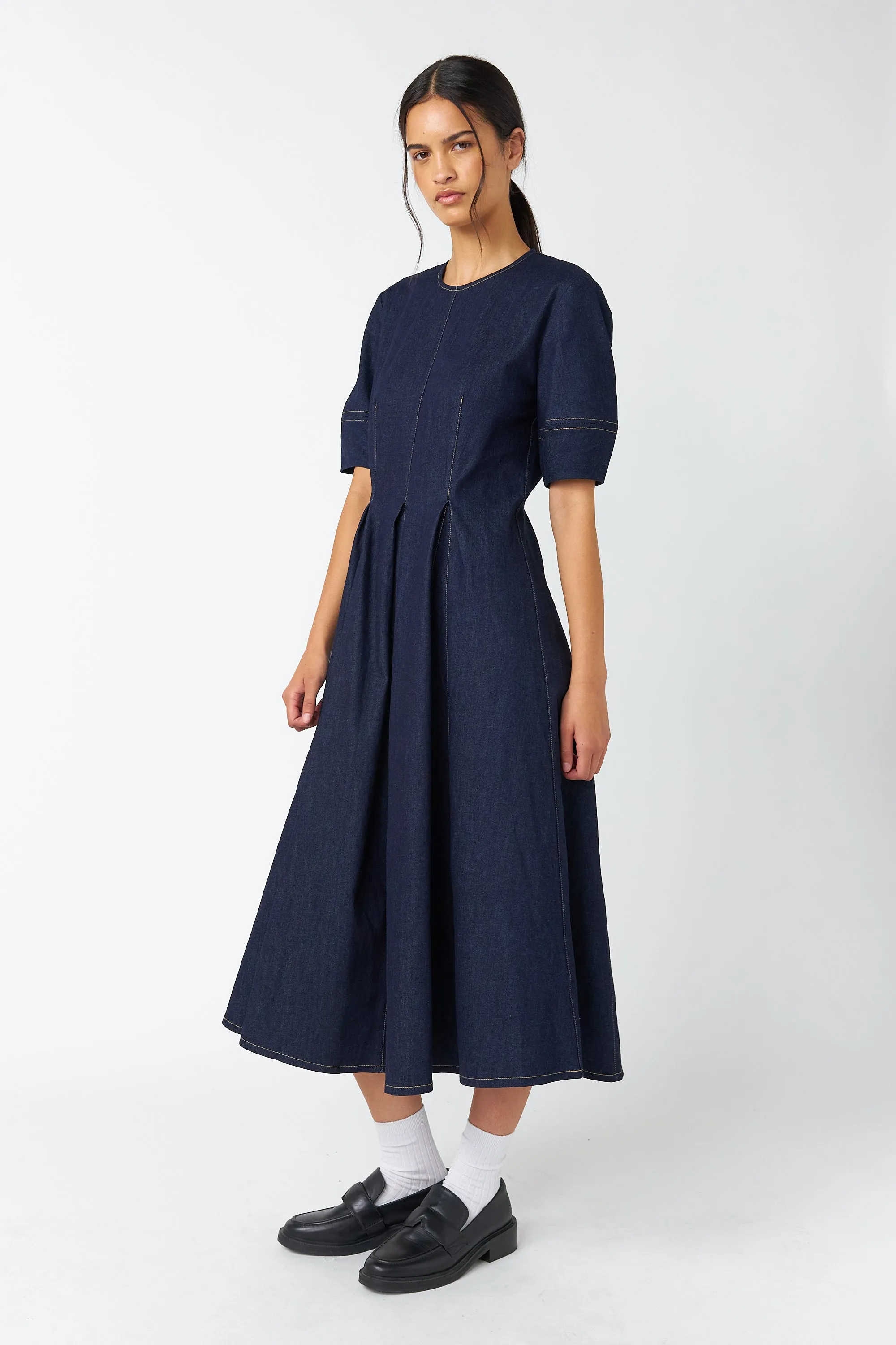 Denim godet dress