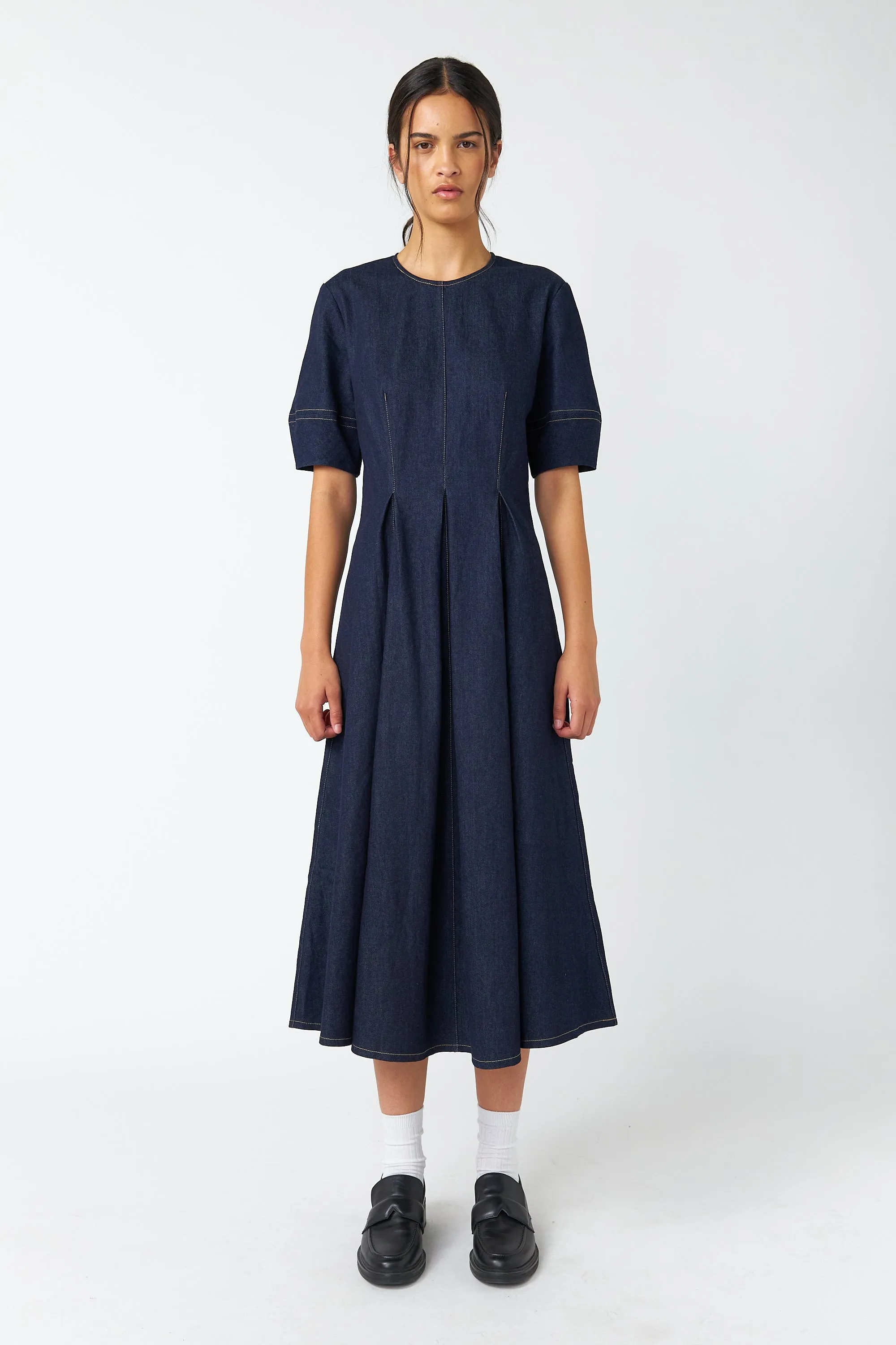 Denim godet dress