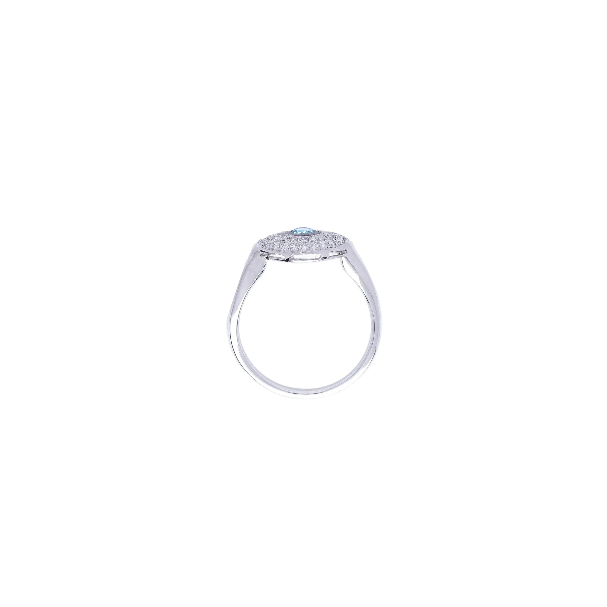 Diamond & Aquamarine Evil Eye Ring